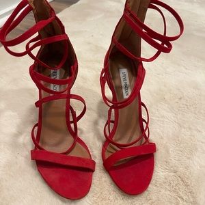 Red Steve Madden strappy heels
